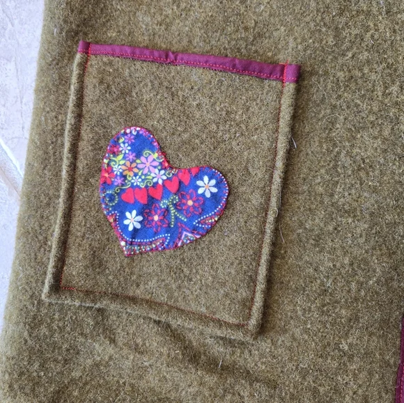 Upcycled Vtg Quilt & Army Wool Blanket Coat M-L Handmade Dont Throw It Out - Picture 5 of 7